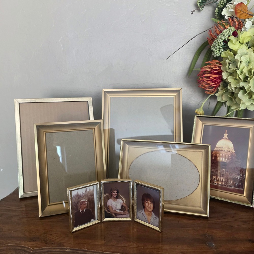 Lot of 6 VTG Gold Tone Brass & Metal Picture Gallery Tabletop Collection